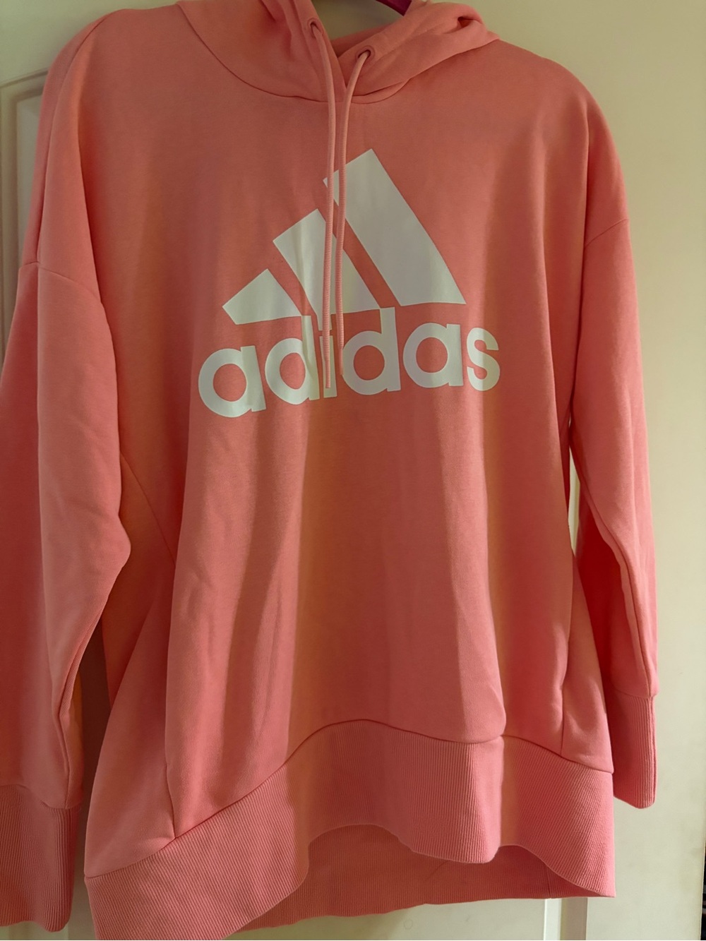 Adidas Coral Pink Logo Pullover Hoodie